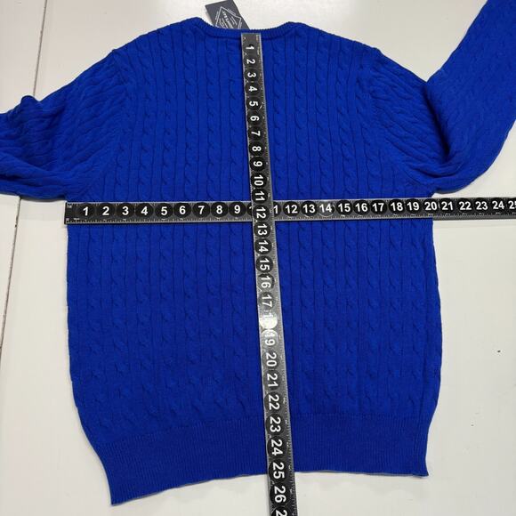 St. John Bay Sweater Mens Small Blue Cable Knit Classic Pullover Super Soft NWT - Picture 3 of 11